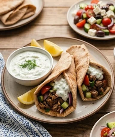 Wraps grecs au bœuf et sauce yaourt à l’ail
