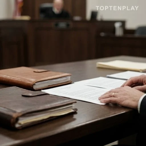 Table de procès criminel avec dossiers judiciaires