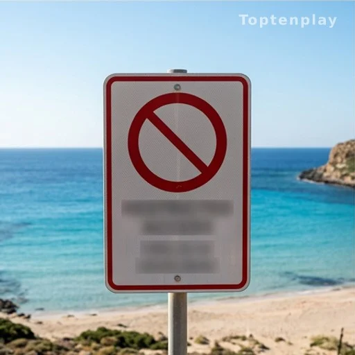 Panneau d'interdiction d'accès à une plage protégée en Méditerranée