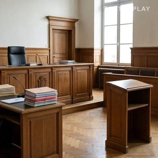 Salle d’audience évoquant les suites de justice pénale