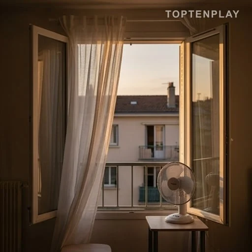 Fenêtre ouverte et ventilateur pendant une nuit chaude