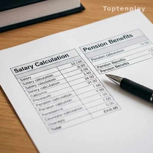 Document de calcul de retraite et indemnité de départ posé sur un bureau