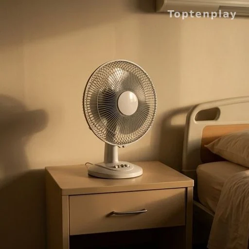Ventilateur dans une chambre d'EHPAD lors d'une canicule en été