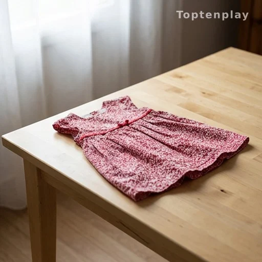 Robe d'enfant posée sur une table, symbole de deuil après un accident mortel