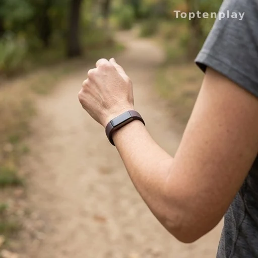 Montre connectée de suivi d'activité physique au poignet pendant une marche