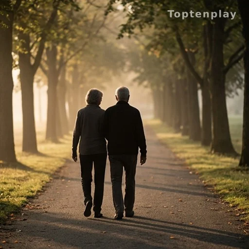 Silhouette de senior marchant en forêt, prévention maladies cardiovasculaires