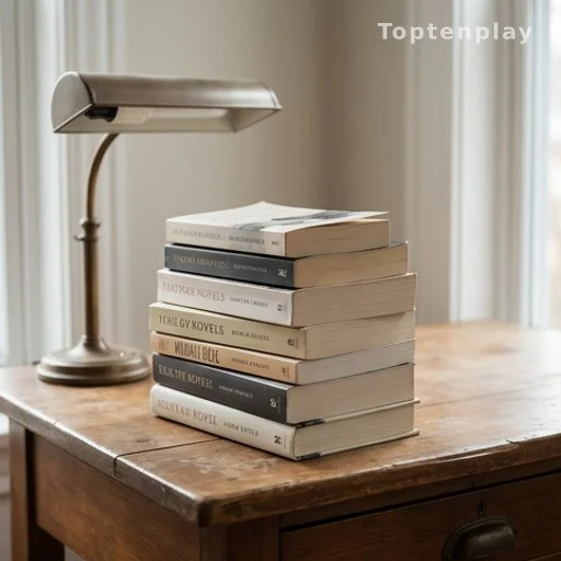 Pile de romans sur un bureau, symbole de concentration et lecture longue sans écran