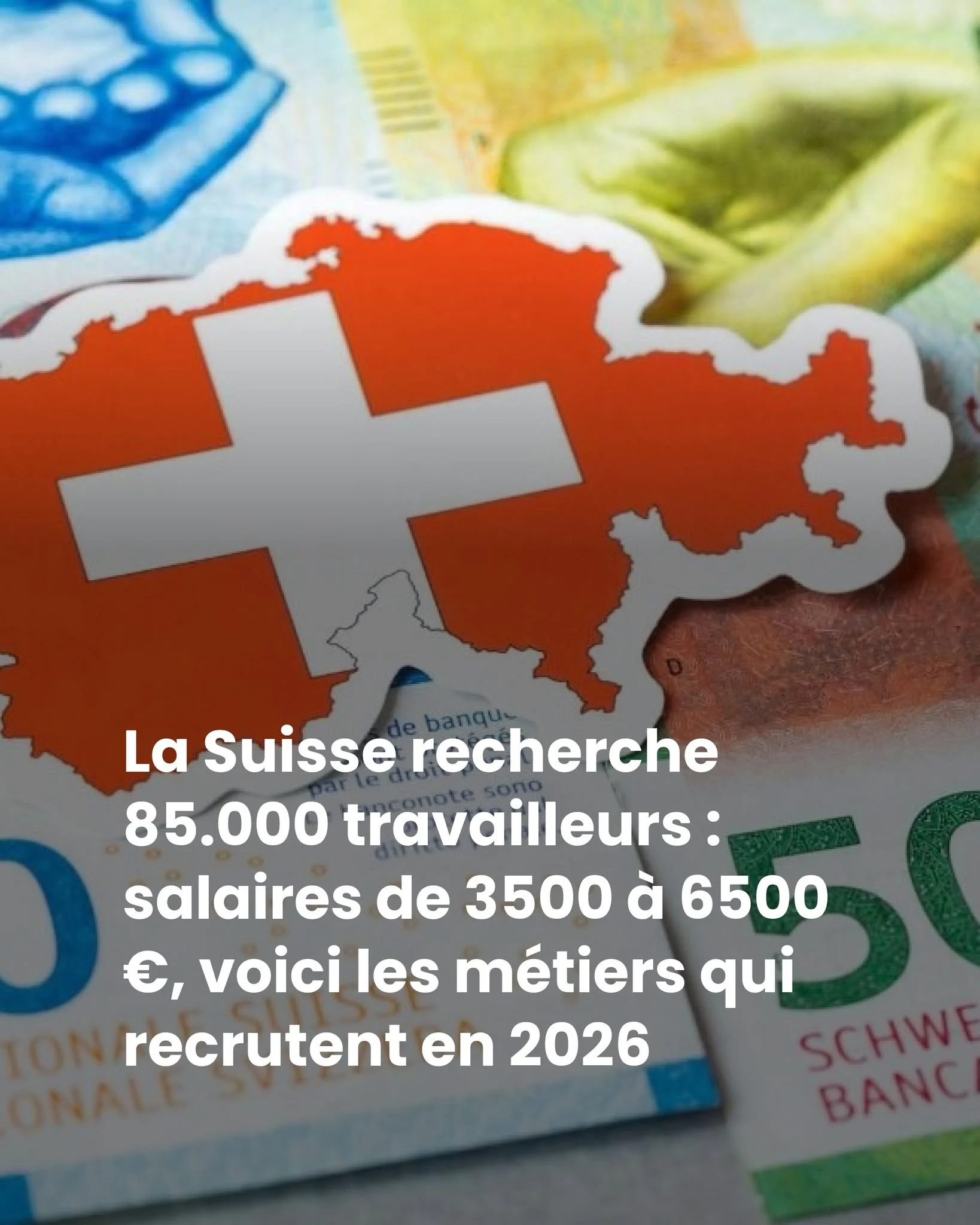 85 000 postes en Suisse : salaires de 3 500 à 6 500 € et les métiers qui recrutent