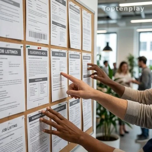 Offres d'emploi affichées dans une agence de recrutement en Suisse