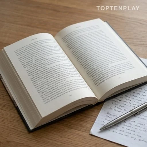 Livre ouvert et notes sur une table