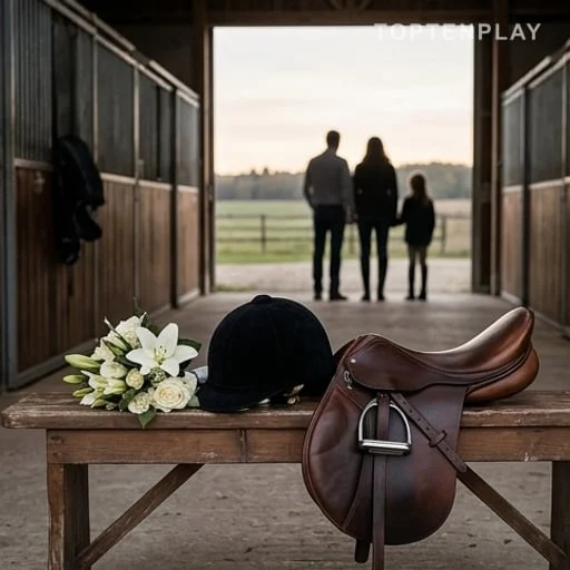 Hommage discret avec casque et selle d’équitation