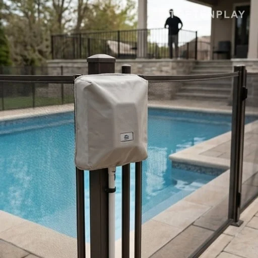 Barrière de sécurité piscine près d’un bassin privé