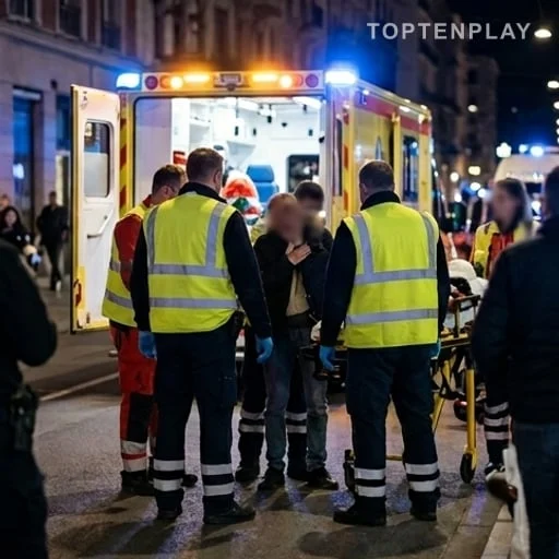 Prise en charge santé près d’une ambulance de nuit