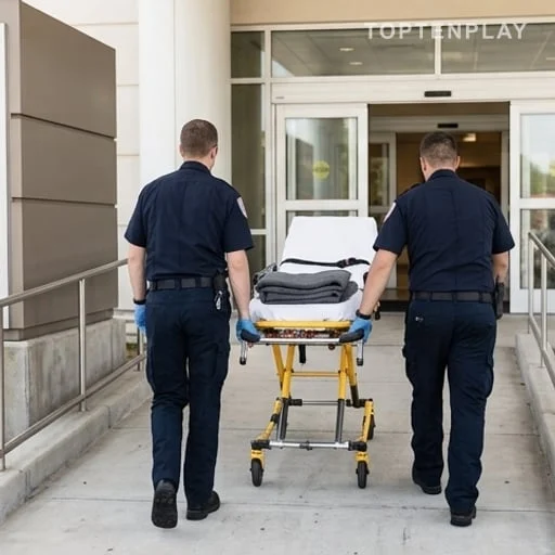 Brancard conduit vers des urgences hospitalières