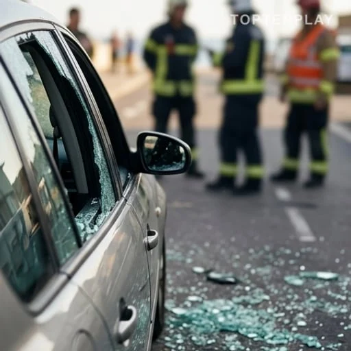 Vitre de voiture brisée après une intervention