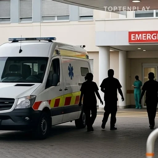 Ambulance devant des urgences après contrôle santé