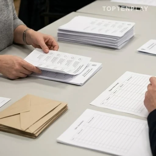 Dépouillement de bulletins après une élection municipale