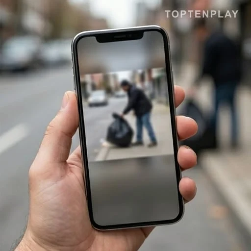 Vidéo de dépôt sauvage vue sur smartphone