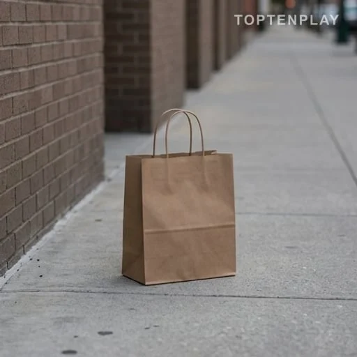 Sac de courses sur un trottoir urbain