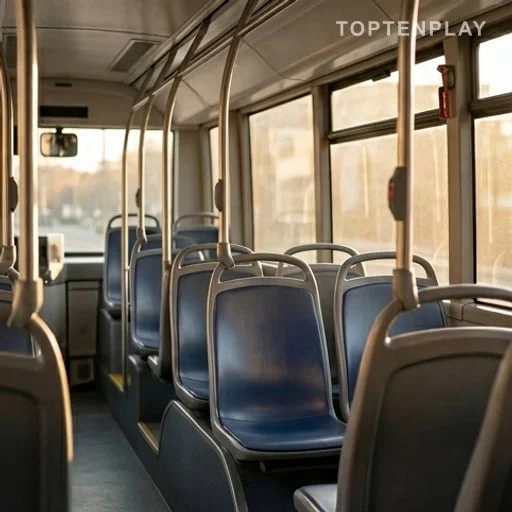 Intérieur de bus urbain avec barres de maintien