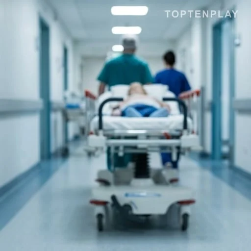 Couloir hospitalier après transfert médical pédiatrique