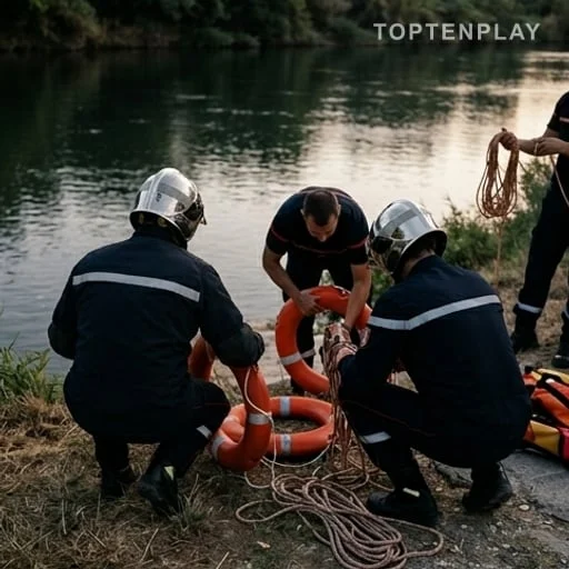 Secours d’urgence mobilisés au bord d’une rivière