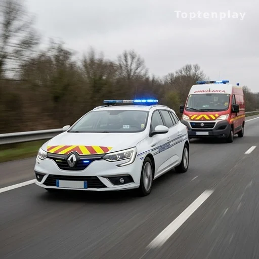 Escorte de gendarmerie accompagnant une ambulance vers un hôpital
