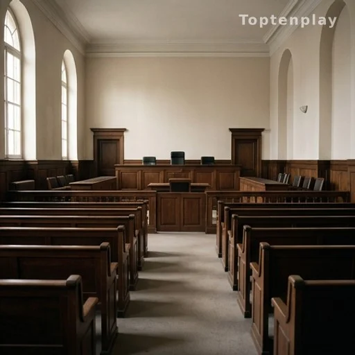 Salle d'audience vide, procédure judiciaire accident sous stupéfiants
