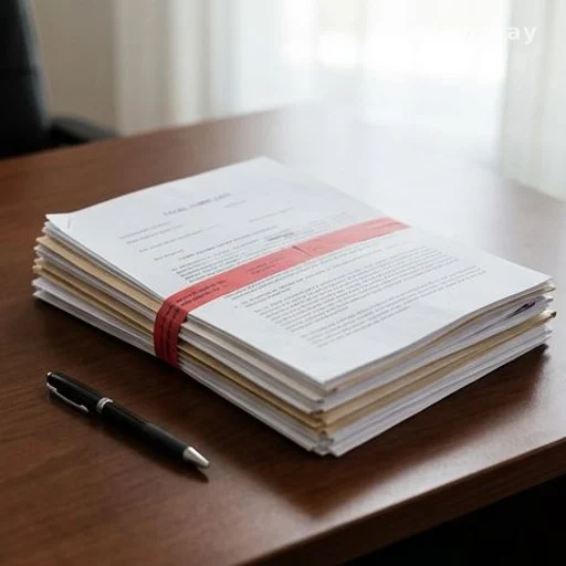 Documents de plainte judiciaire posés sur un bureau, procédure en cours
