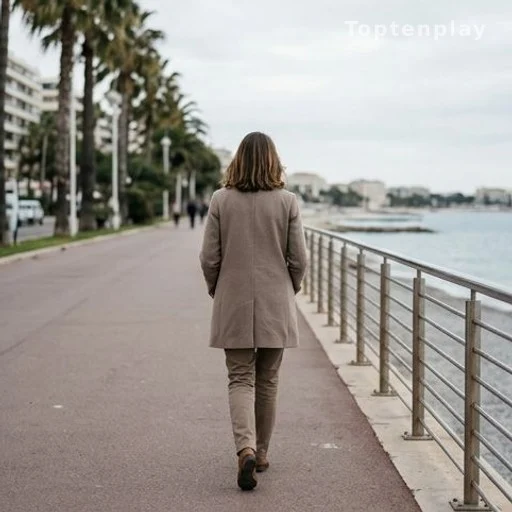 Silhouette de femme de dos sur la Croisette à Cannes, discrétion médiatique