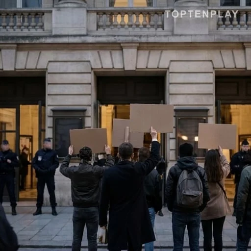 Mobilisation anonyme devant un théâtre parisien