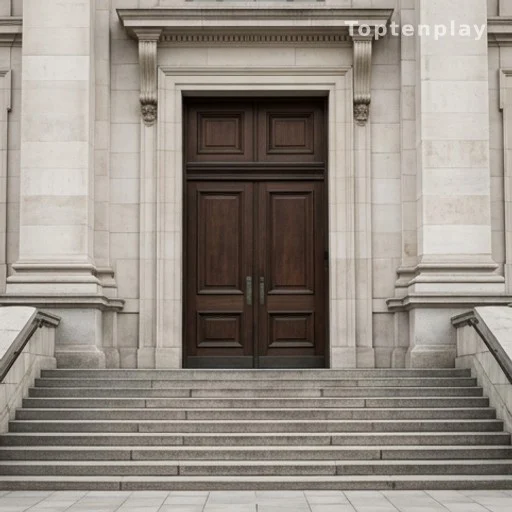 Façade en pierre d'un palais de justice, procédure judiciaire plaintes