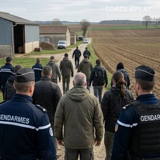 Recherches près d'une exploitation agricole dans le Gers