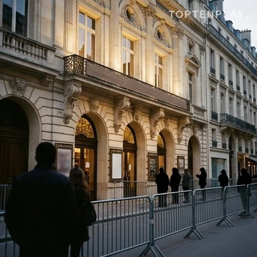 Entrée de théâtre parisien sous pression médiatique