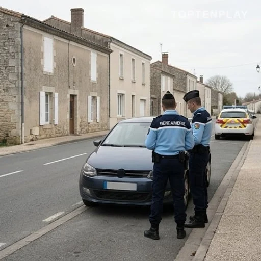 Contrôle routier à Louzy autour d’une voiture arrêtée