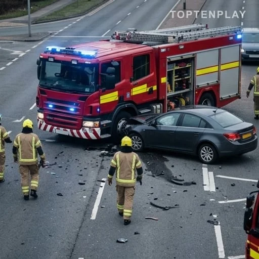 Collision entre voiture et secours en sécurité routière