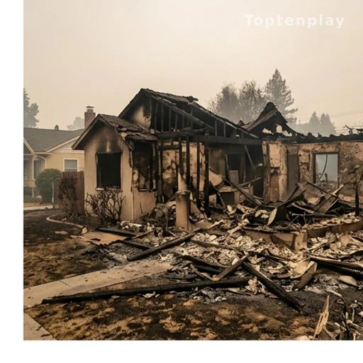 Ruines d'une maison incendiée dans le quartier de Pacific Palisades à Los Angeles