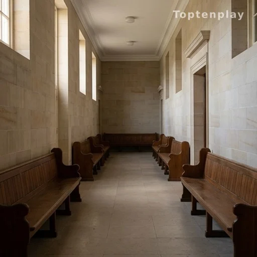 Couloir d'un palais de justice, condamnation dommages et intérêts affaire familiale