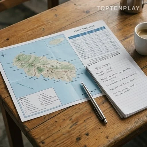 Documents de voyage et immobilier sur une table