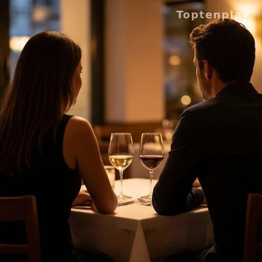 Couple de dos attablé au restaurant, illustration de la dynamique financière dans le couple