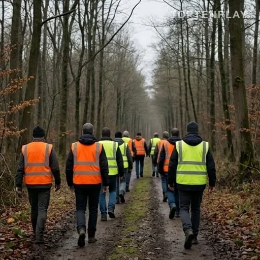 Battue de recherche en zone boisée