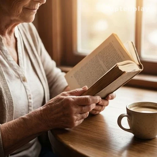 Mains tenant un livre ouvert près d'une fenêtre, évoquant l'écriture et la lecture au quotidien