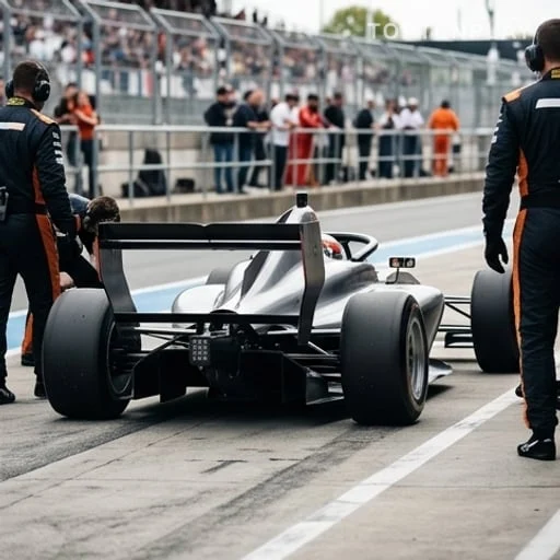 Voiture de course dans une voie des stands