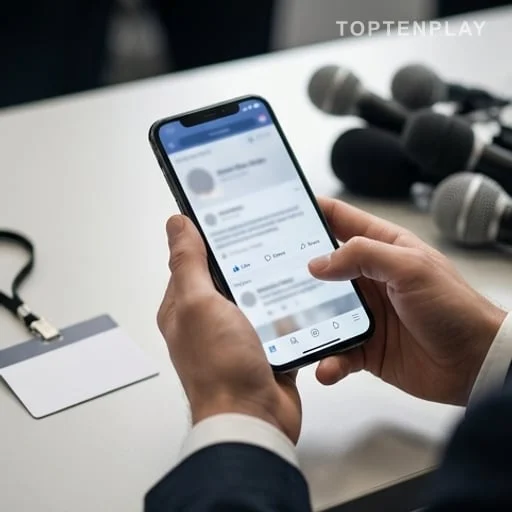 Smartphone avec réactions politiques sur les réseaux sociaux