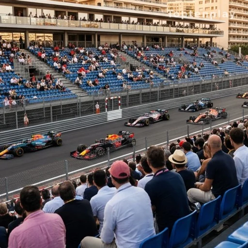 Tribunes VIP du circuit du Grand Prix de Monaco avec voitures de course