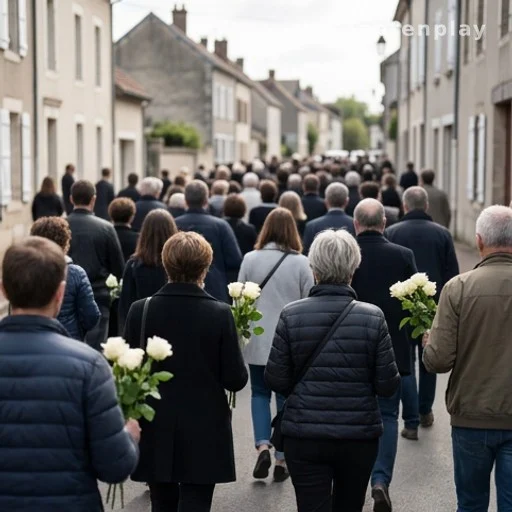 Foule silencieuse lors d'une marche blanche dans une ville française