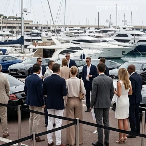 Paddock automobile mondain avec invités anonymes