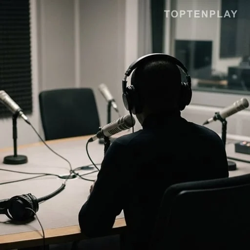 Studio radio lors d’un entretien politique sur la sécurité