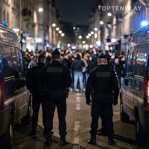 Forces de l’ordre après des interpellations nocturnes