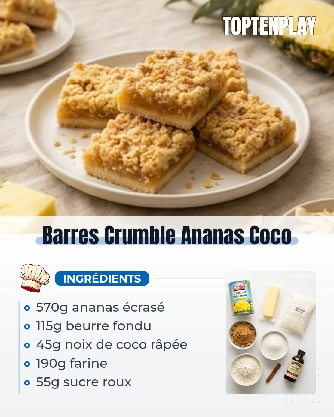 Barres Crumble Ananas Coco